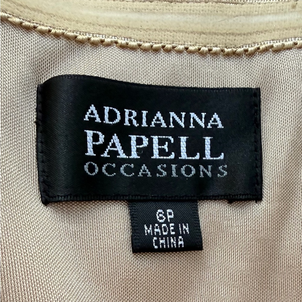 ADRIANNA PAPELL Tiered Shutter Dress Silk Jacket Size 6P Champagne Strapless NEW - Picture 14 of 16
